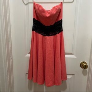 Coral strapless dress